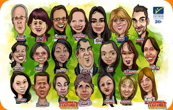 caricatura de varias personas en una imagen, para regalar