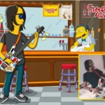 caricatura personalizada en el bar de Moe, estilo de los simpson, una caricatura de Simpsoniarte